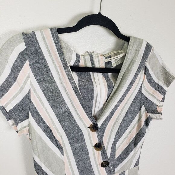 Urban Outfitters Women's Pink Blue Linen Blend Zip Up Long Jumpsuit Size Small - Picture 12 of 12